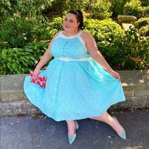 Unique Vintage Turquoise Swing Dress 5x (size 26)